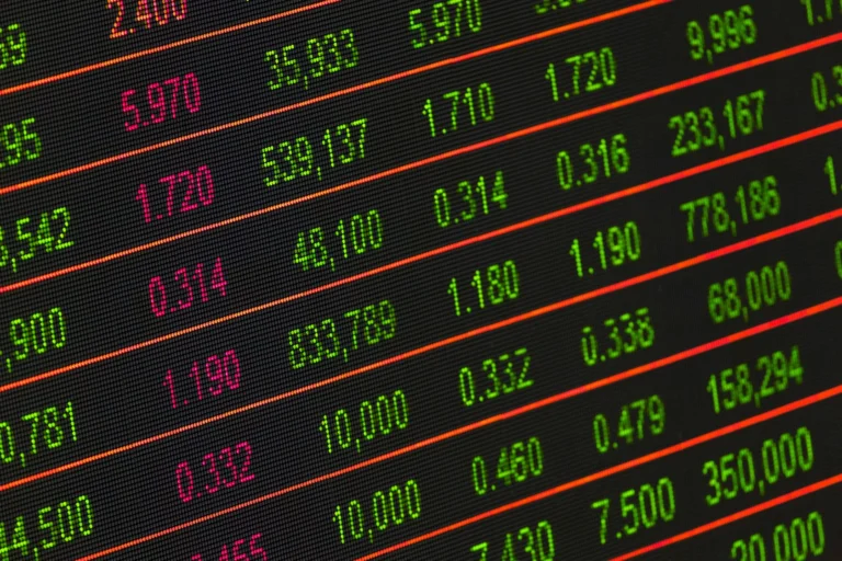 stocks and shares digital board representing financial risk for business