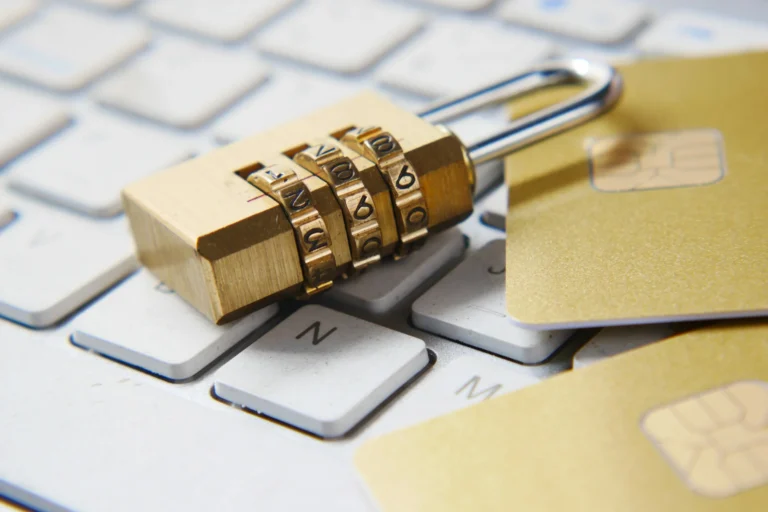 payment security shown by padlock and credit cards