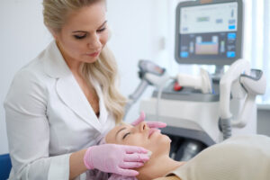 woman being treated at a health & beauty and aesthetics clinic