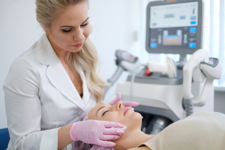 woman being treated at a health & beauty and aesthetics clinic
