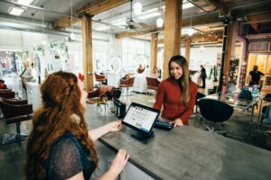 hair salon representing customer service in payments